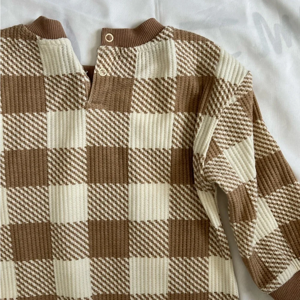 Grayson Collective Brown and White Checkered Kids One Piece Size 18 Months